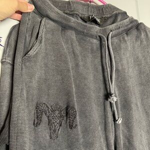 Disturbia Charcoal thermal style wide pant and long sleeve set